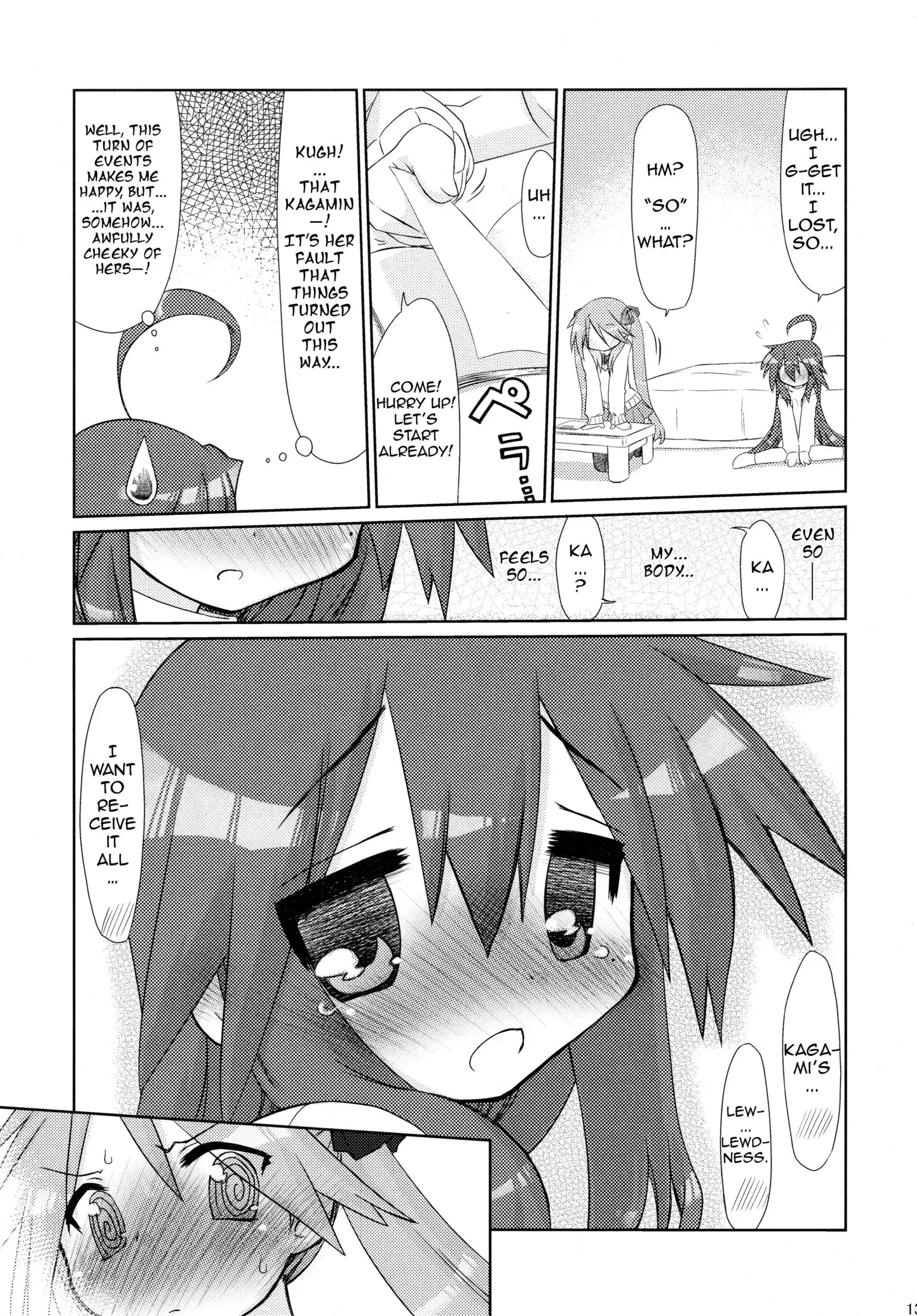 Ijiwaru Kagami. Ijirare Konata. | Meanie Kagami. Teased Konata.