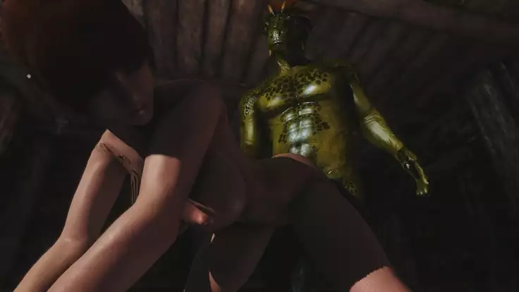 Skyrim Dragon-Whore and Argonian